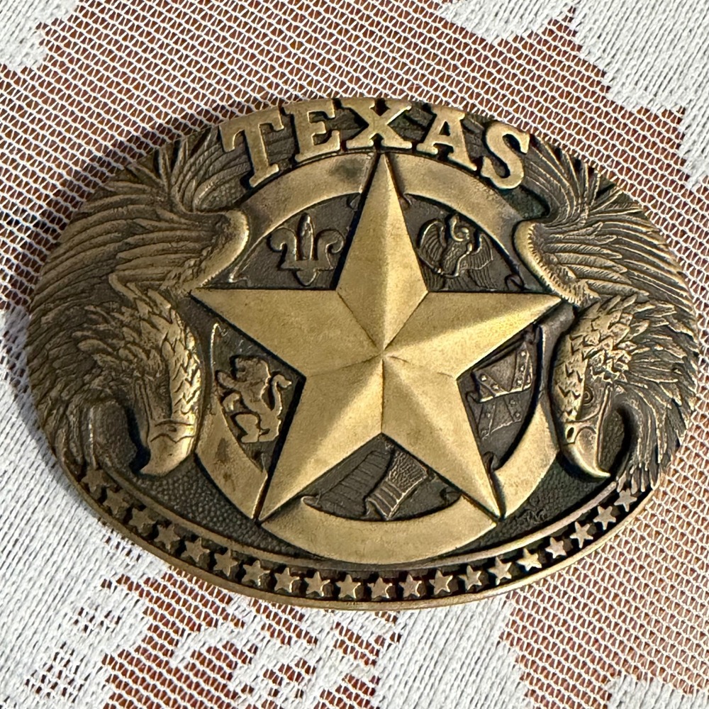 Award Design Medals Belt Buckle Unisex OS Brass Excellent Texas Lone Star Eagle